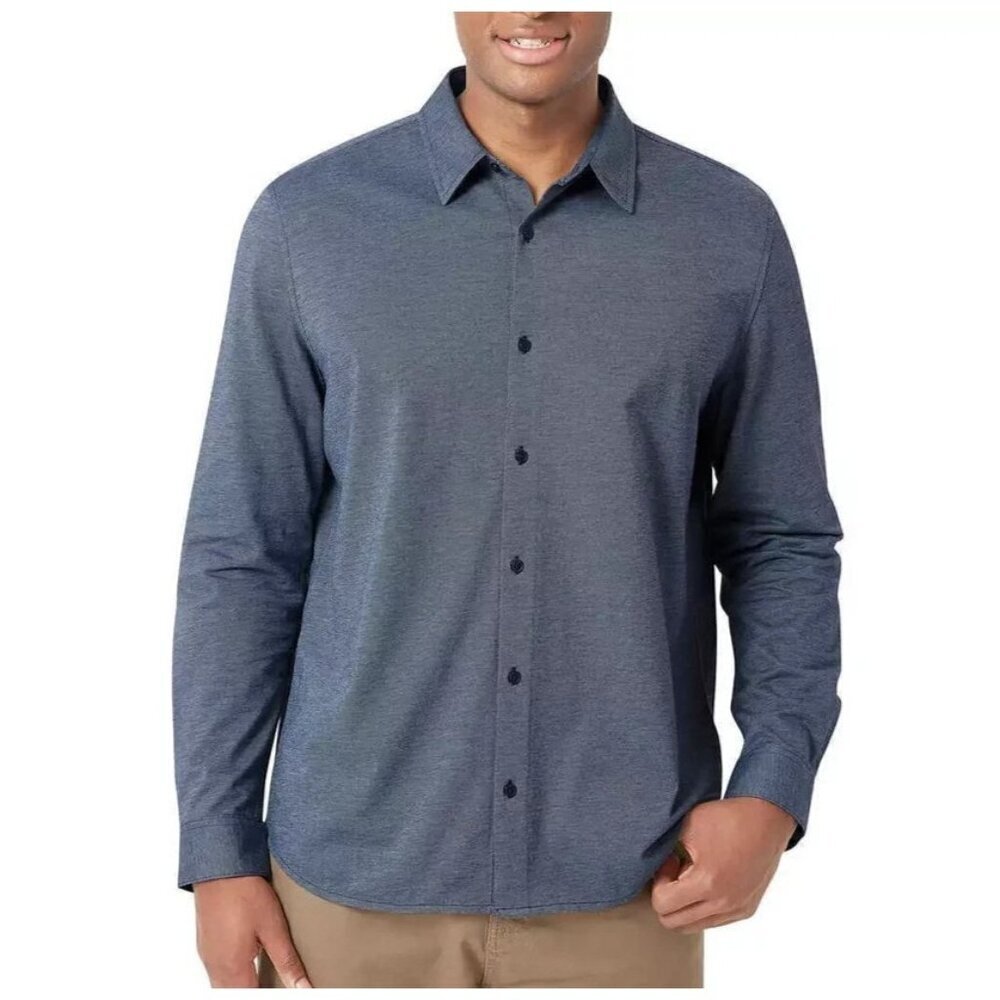 NEW DKNY Men's XL Long Sleeve Button down Sport Shirt Natural Stretch Blue